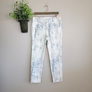Etcetera Skinny Capri Ankle Snake Alligator Animal Print White Stretch Pants 6